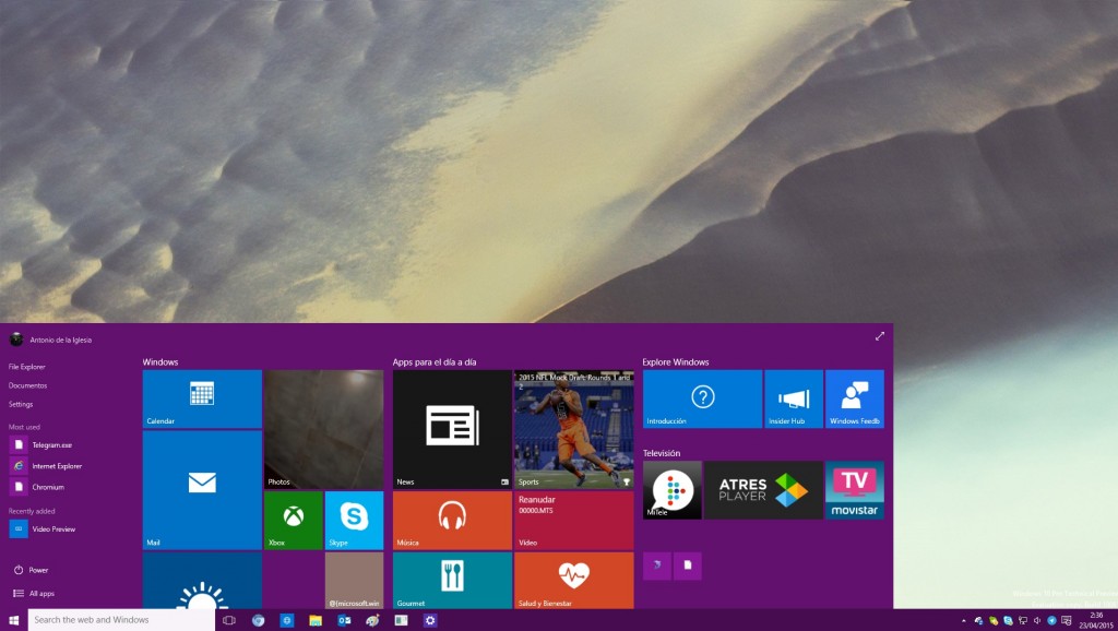 Personalización Windows 10 Build 10061 por Microsoft Insider