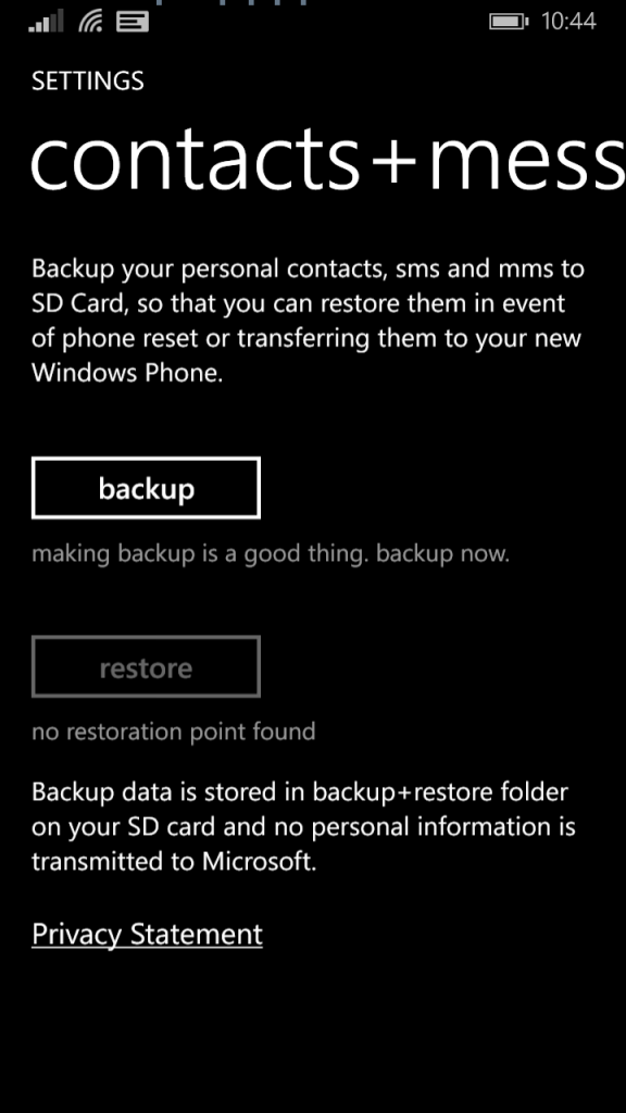 contacts+message backup