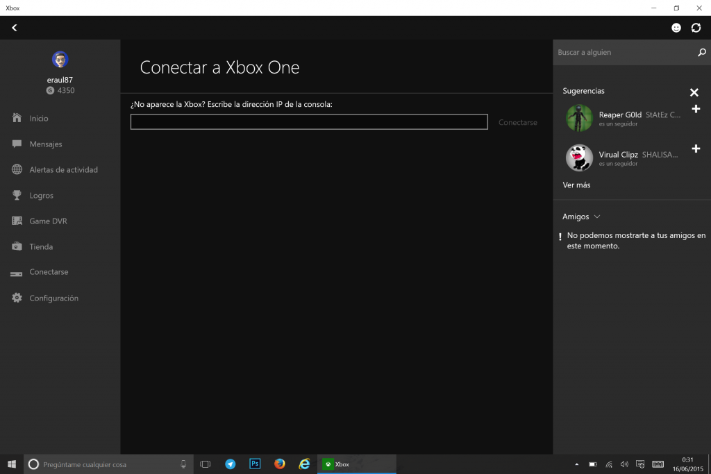 App de Xbox en Windows 10 pide dirección IP de Xbox One para conectarse a la consola