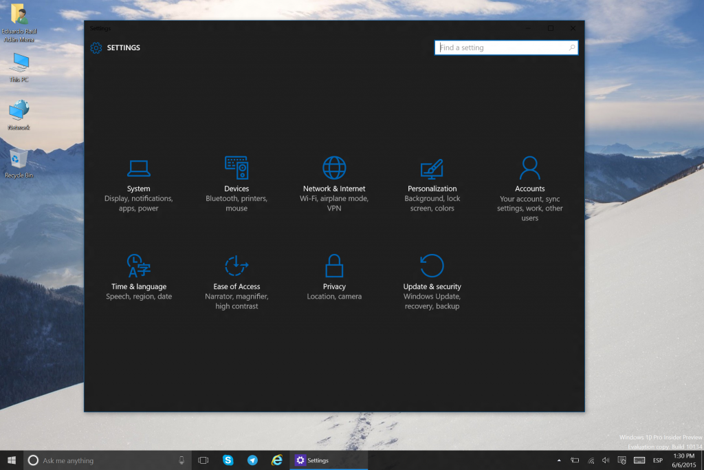 El tema oscuro y la configuración en Windows 10