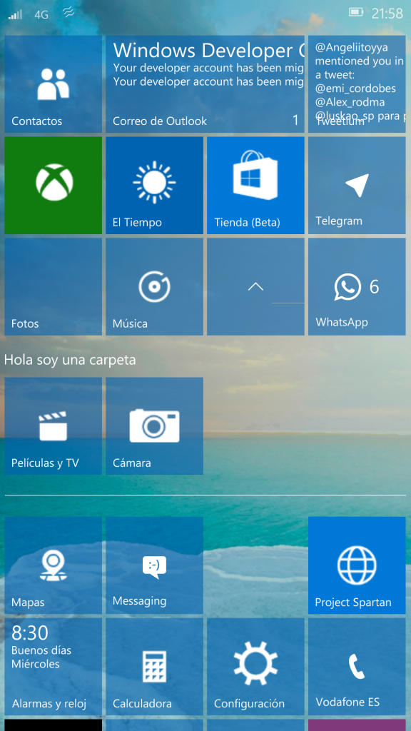 Captura a la pantalla de tiles de Windows 10