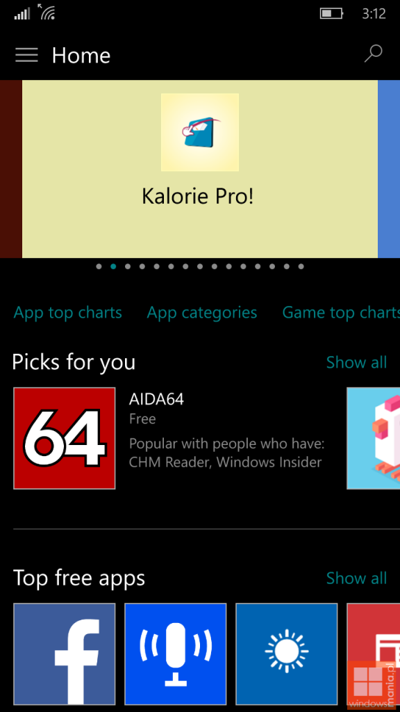 Captura de pantalla de Windows 10 build 10162