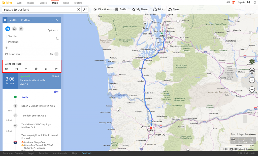 Creación de ruta en Bing Maps Preview