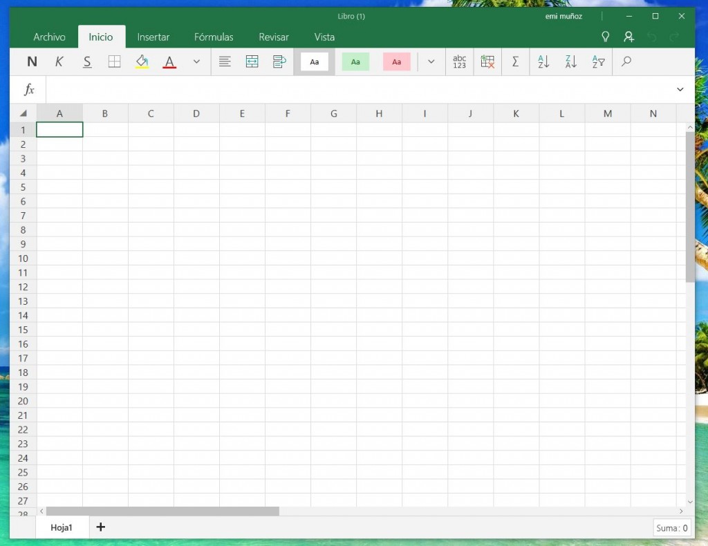 Captura de la aplicación de Excel Mobile