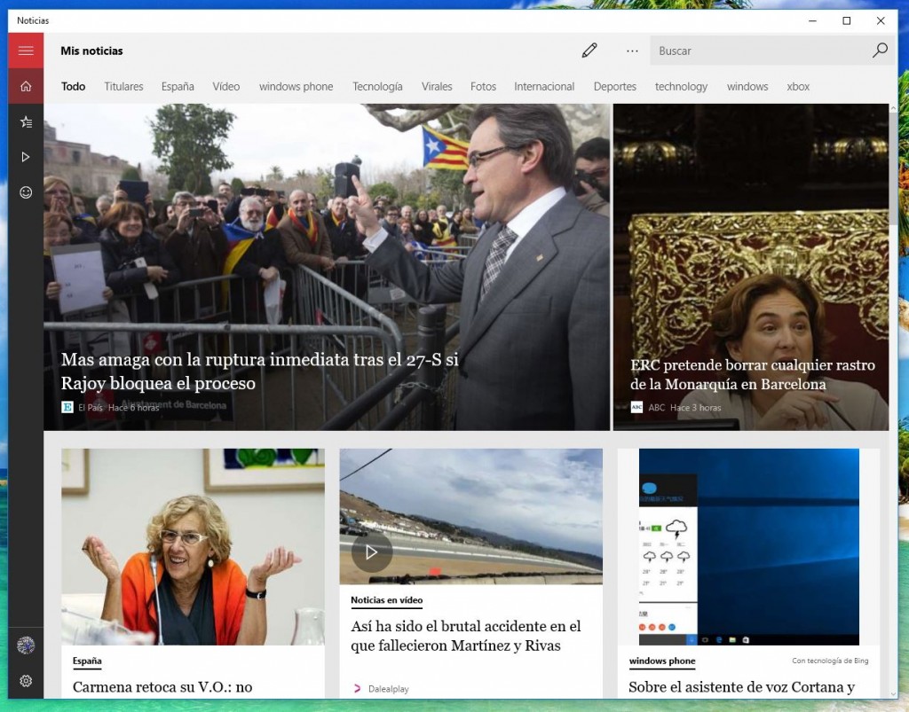 Captura de la pantalla principal de MSN Noticias