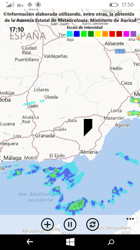 Captura de pantalla mapa Rain Alarm