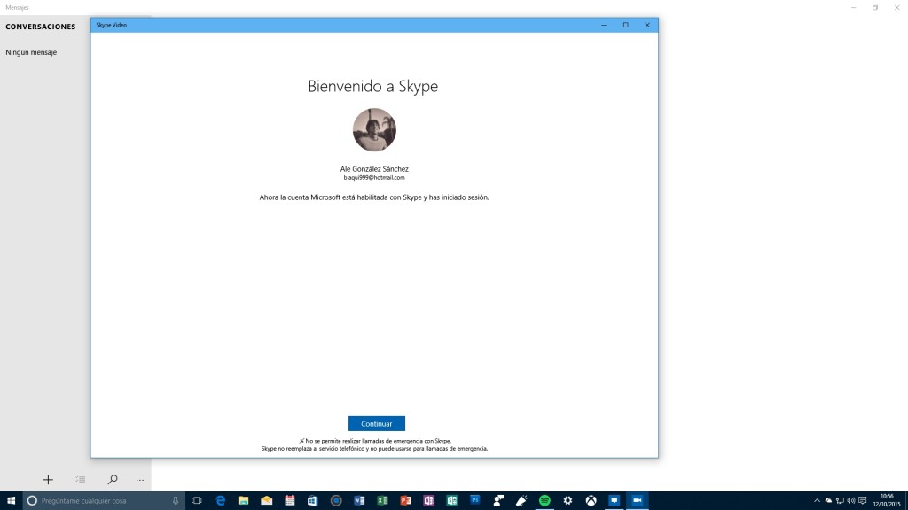 Captura de la nueva app de Skype en Windows 10