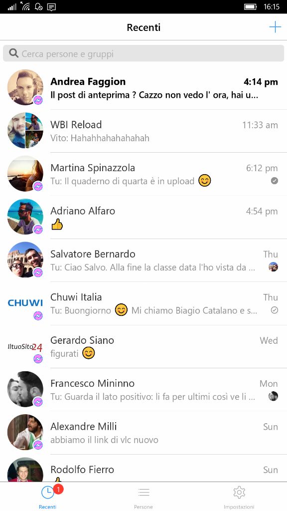 Facebook Messenger windows 10 mobile