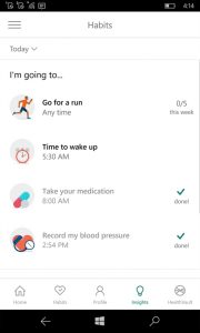 HealthVault Insights en Windows 10 Mobile